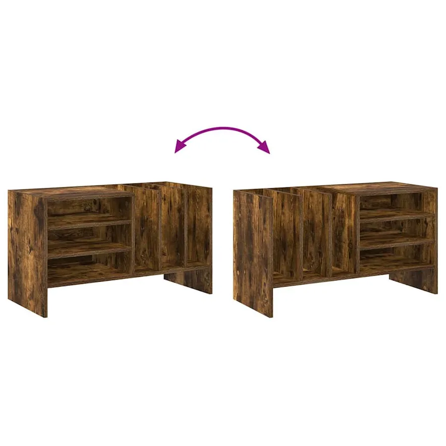 Meuble à vinyles Chêne fumé 78,5 x 35 x 45 cm Bois d'ingénierie - 10