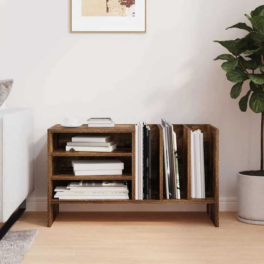 Meuble à vinyles Chêne fumé 78,5 x 35 x 45 cm Bois d'ingénierie - 4