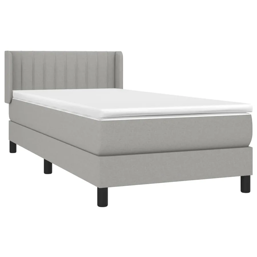 Sommier à lattes de lit avec matelas Gris clair 90x200 cm Tissu - 3
