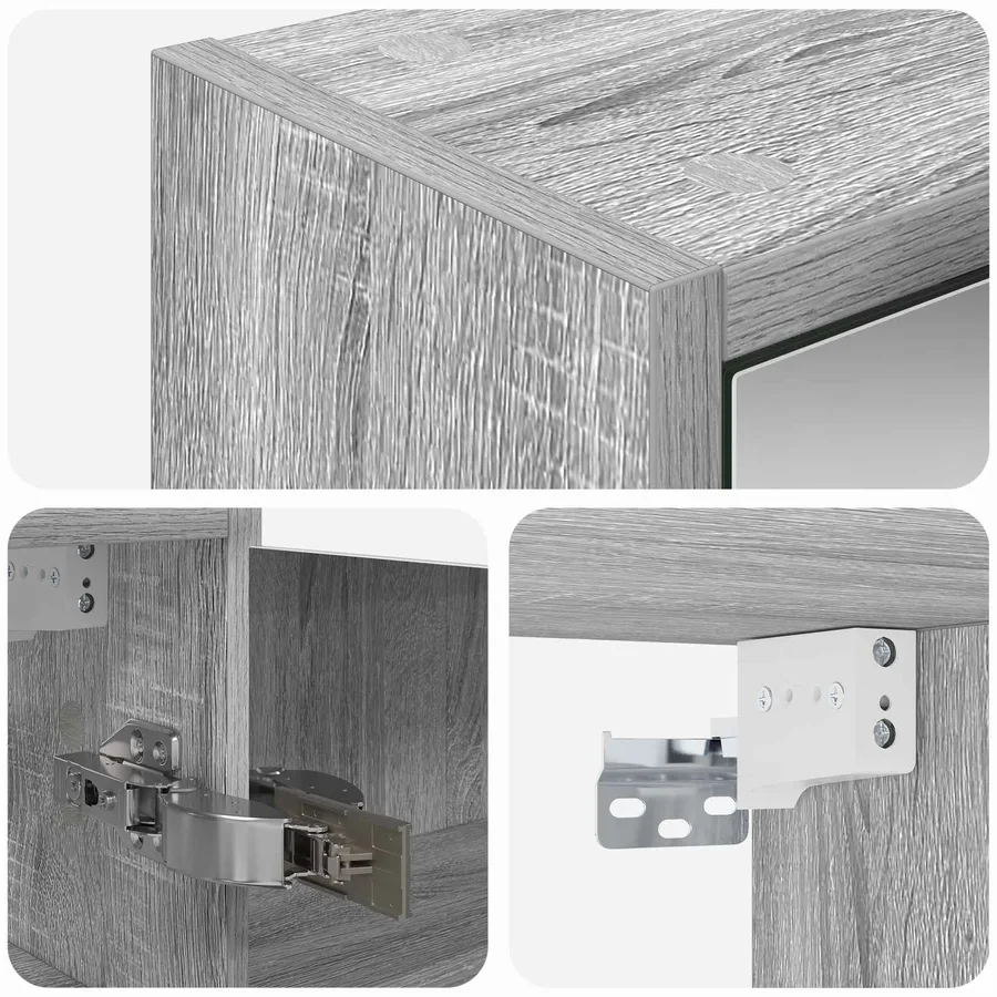 Armoire Miroir de Salle de Bain Gris Sonoma 43 x 16 x 62.5 cm - 8