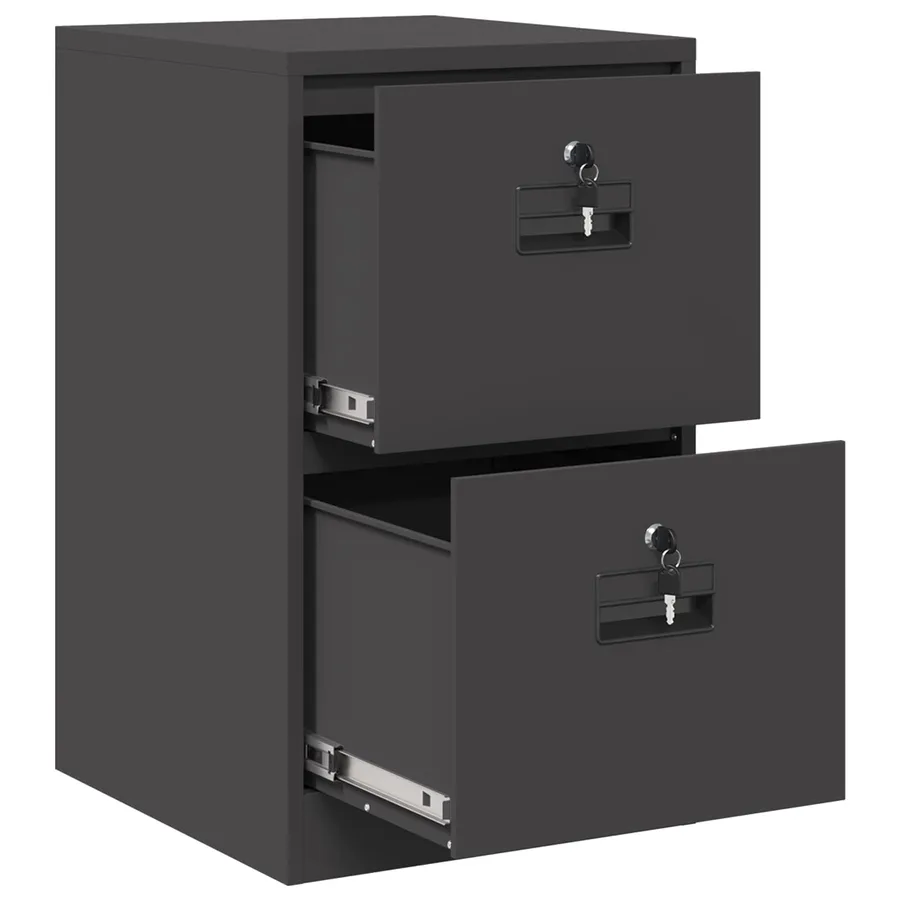 Cabinet de Dossier Noir 44 x 50 x 74,5 cm Acier Laminé à Froid - 6