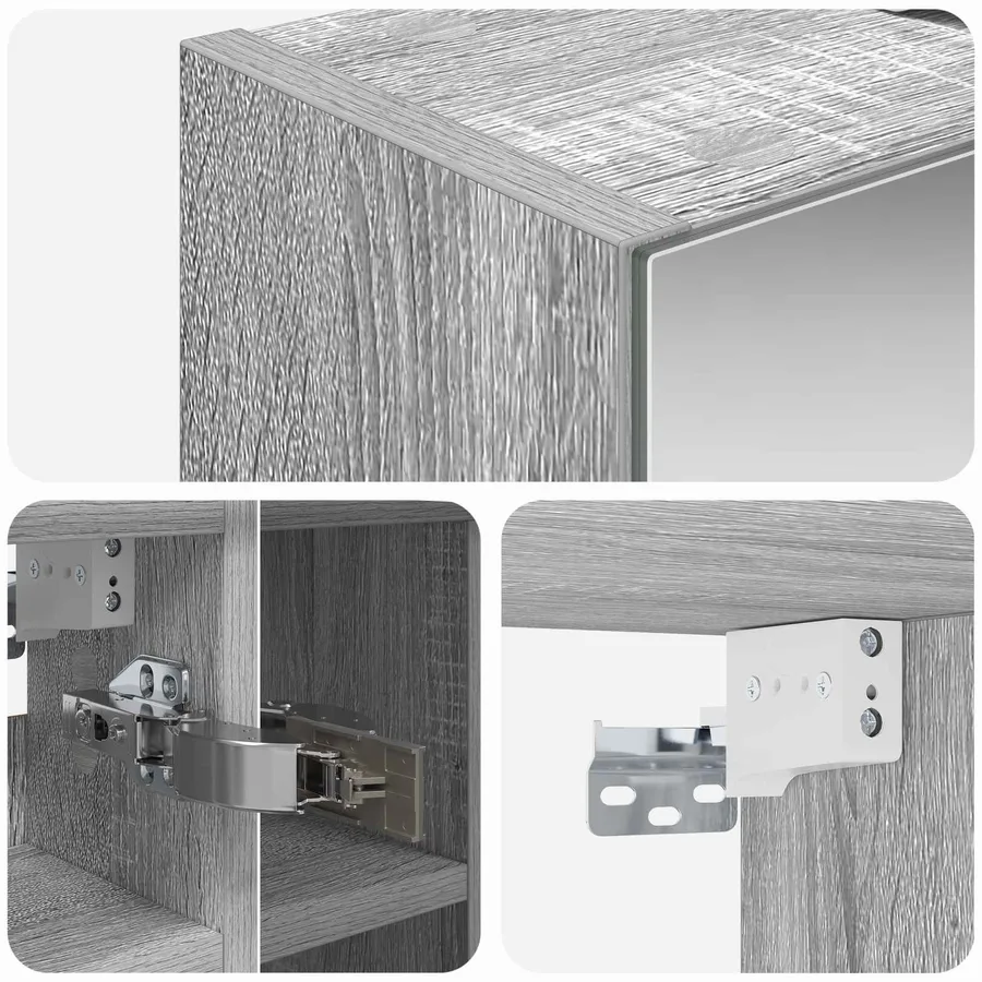 Armoire Miroir de Salle de Bain Gris Sonoma 60 x 14,5 x 50 cm - 10