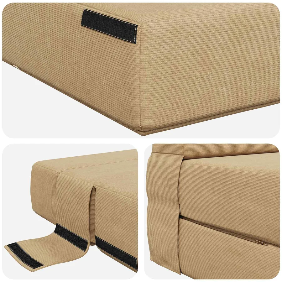 Canapé-lit pliable Vert Gris 70 x 80 x 60 cm Tissu - 6
