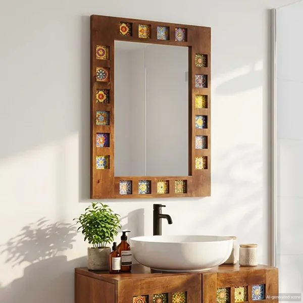 Miroir de salle de bain avec stockage Noyer 50 x 70 x 2,5 cm