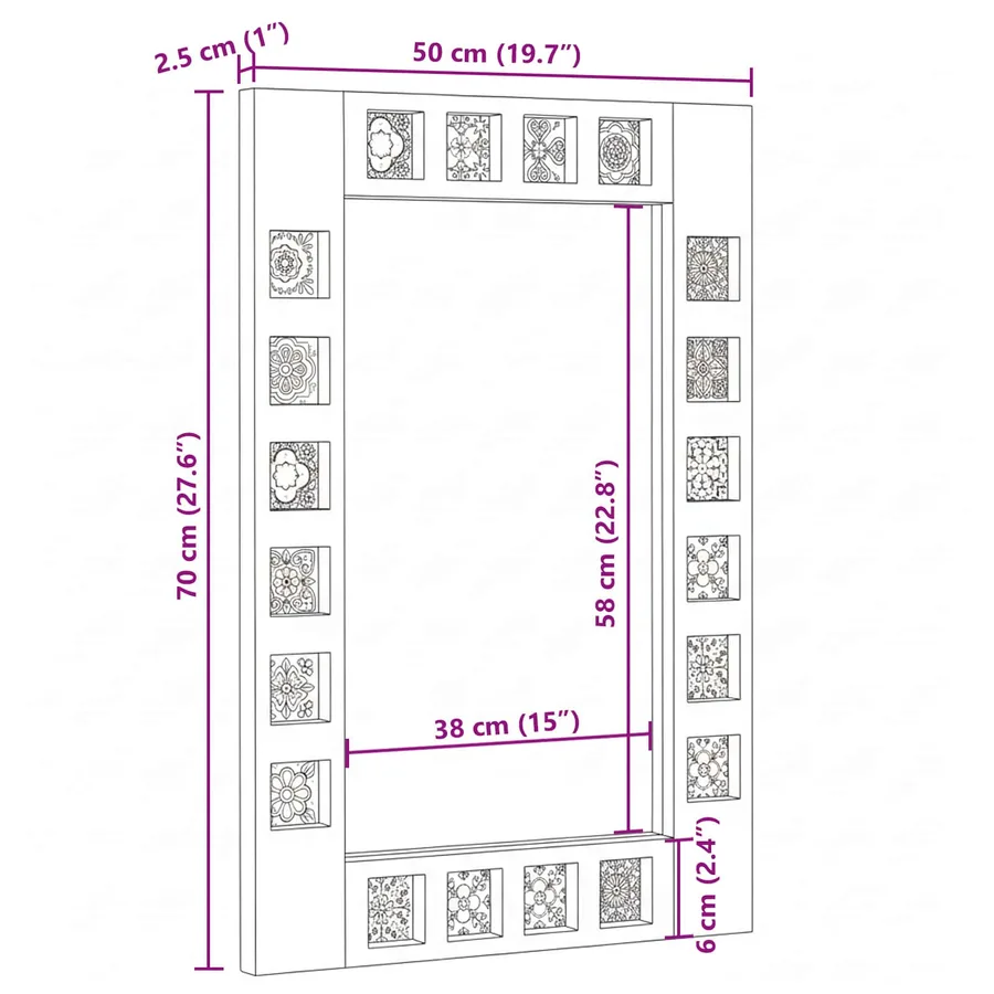 Miroir de salle de bain avec stockage Noyer 50 x 70 x 2,5 cm - 13