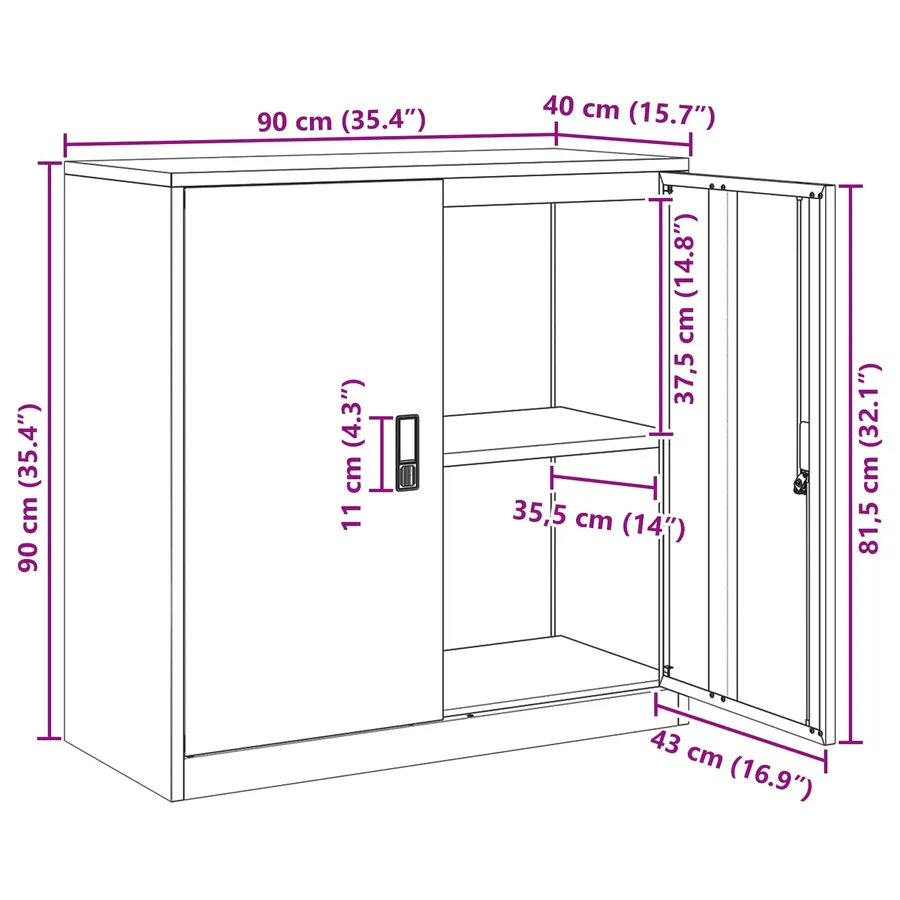 Armoire de rangement Anthracite 90 x 40 x 90 cm Acier - 13