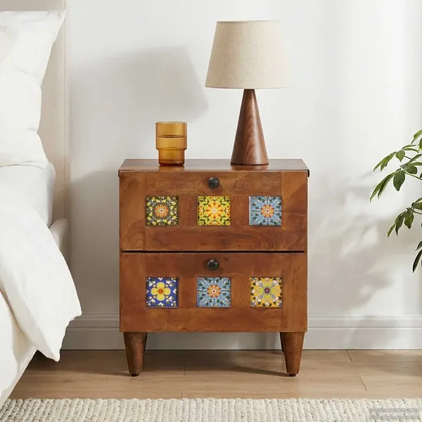 Cabinet de chevet Marron 40 x 33 x 46 cm Bois de mangue massif