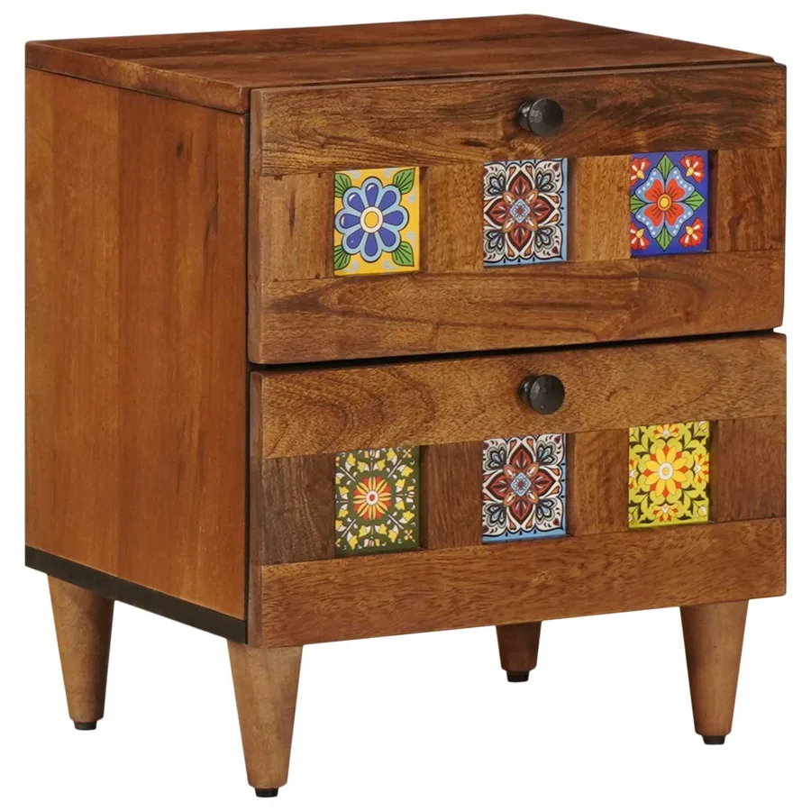 Cabinet de chevet Marron 40 x 33 x 46 cm Bois de mangue massif - 2