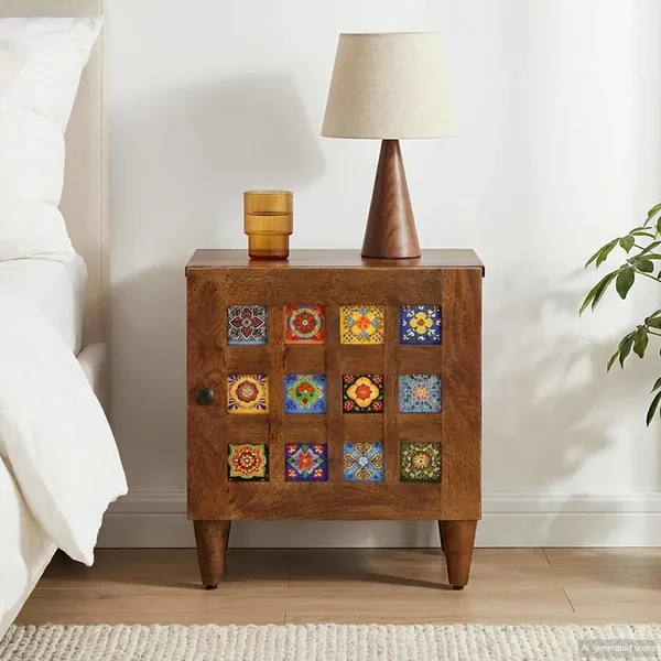 Cabinet de chevet Marron 40 x 33 x 46 cm Bois de mangue massif