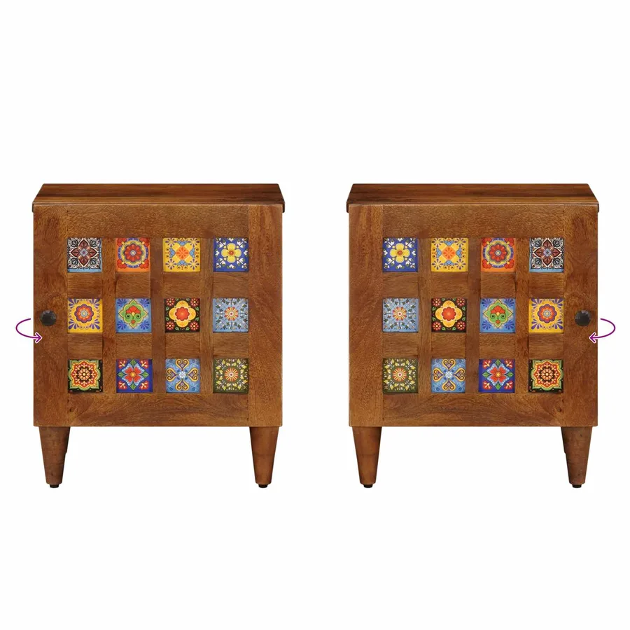 Cabinet de chevet Marron 40 x 33 x 46 cm Bois de mangue massif - 11