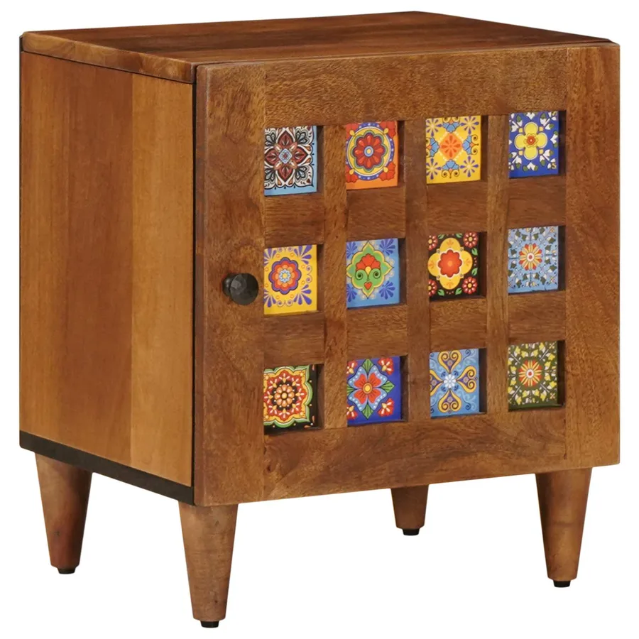 Cabinet de chevet Marron 40 x 33 x 46 cm Bois de mangue massif - 2