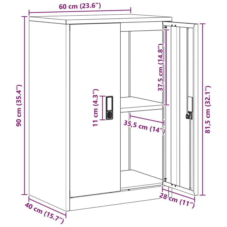 Armoire de rangement Anthracite 60 x 40 x 90 cm Acier - 13