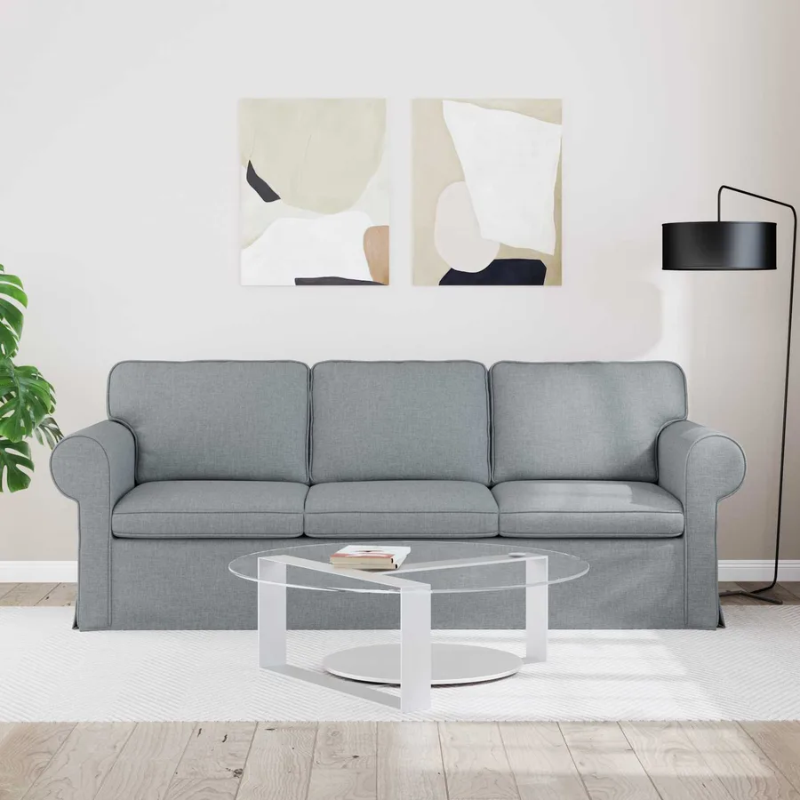 Canapé Gris clair 215 x 82 x 80 cm tissu - 3