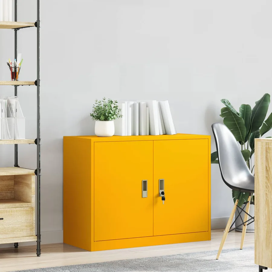 Armoire de rangement Jaune moutarde 90 x 40 x 70 cm Acier - 4