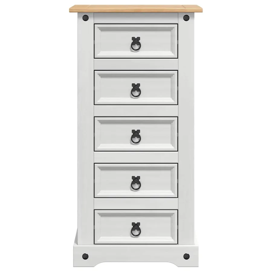 Table de chevet Corona Blanc 53 x 39 x 103 cm Pin massif - 6
