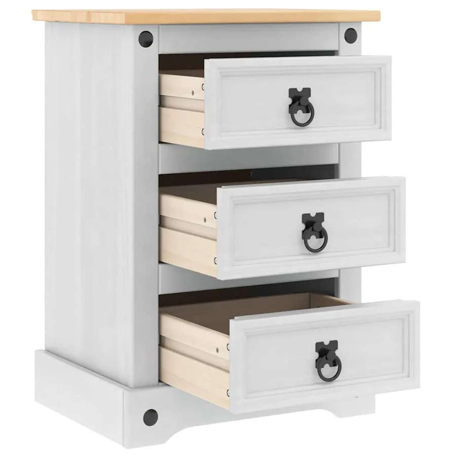 Table de chevet Corona Blanc 45 x 35 x 64 cm Pin massif - 5