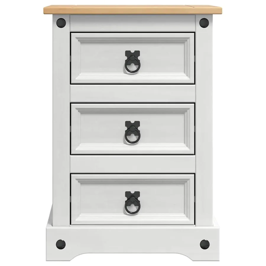 Table de chevet Corona Blanc 45 x 35 x 64 cm Pin massif - 6