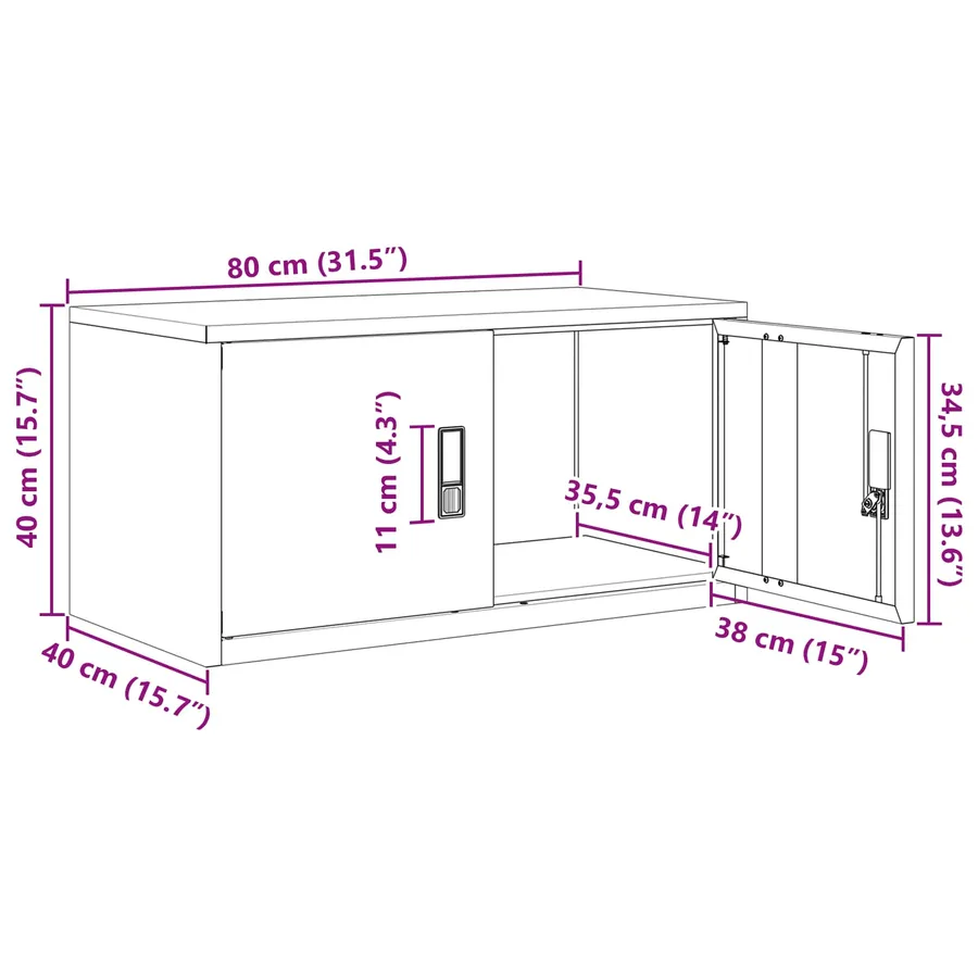 Armoire de rangement Blanc 80 x 40 x 40 cm Acier - 13