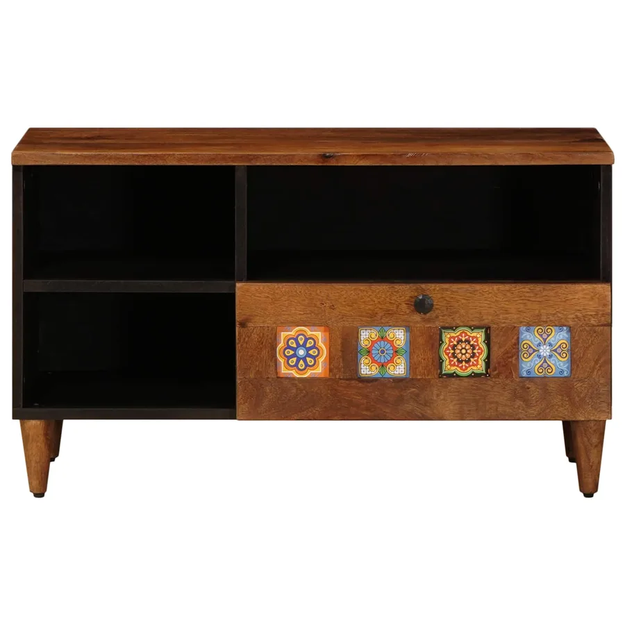 Meuble TV Noyer 80 x 33 x 46 cm Bois de mangue massif - 4