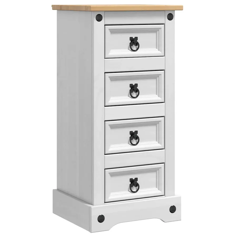 Table de chevet Corona Blanc 35 x 32,5 x 74 cm Pin massif - 2