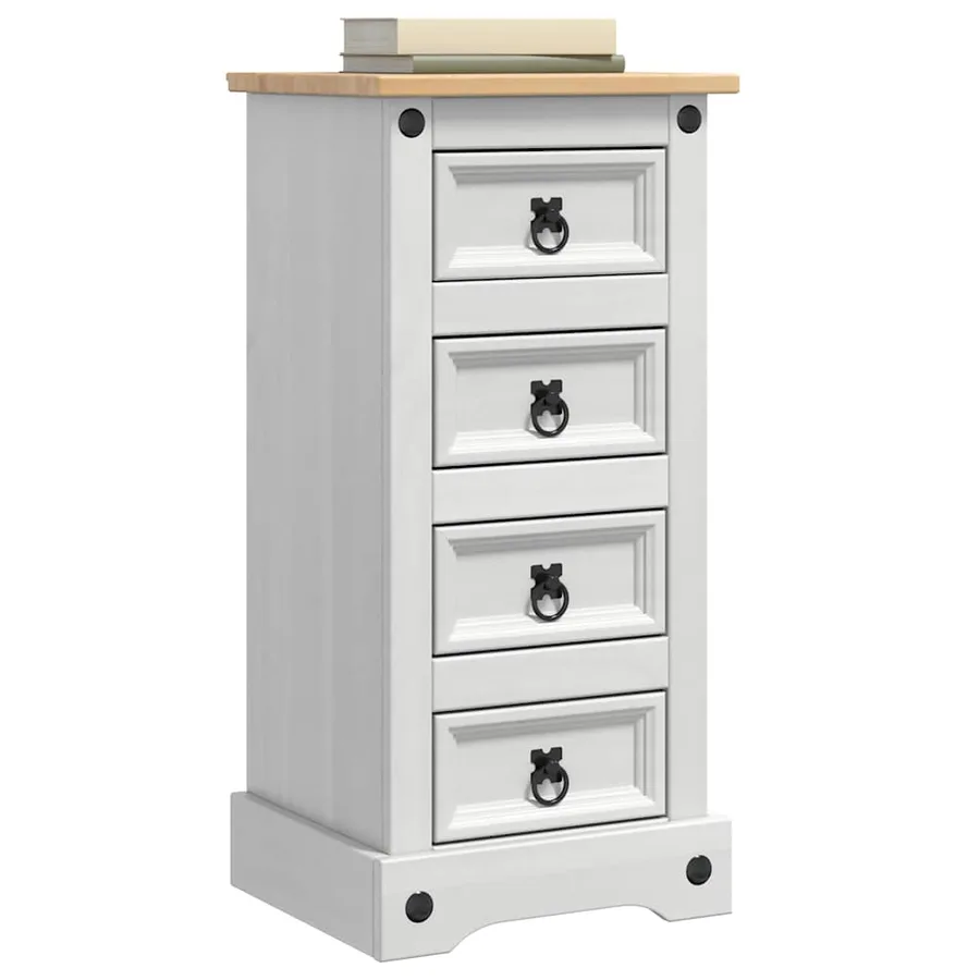 Table de chevet Corona Blanc 35 x 32,5 x 74 cm Pin massif - 3