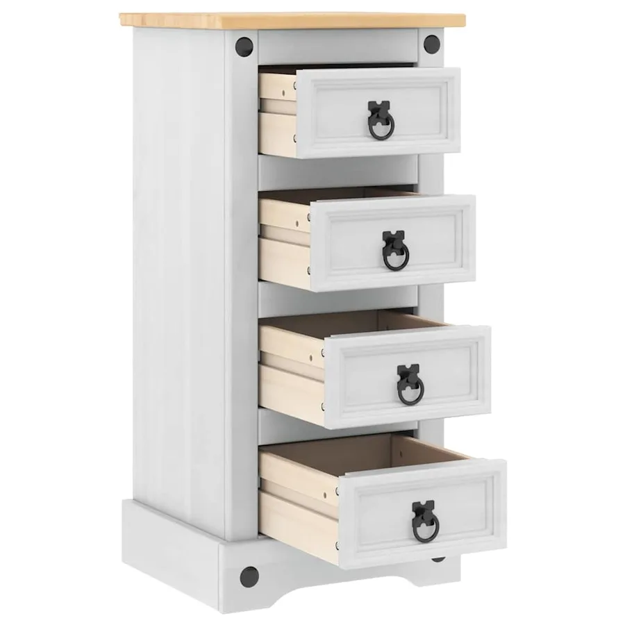 Table de chevet Corona Blanc 35 x 32,5 x 74 cm Pin massif - 5