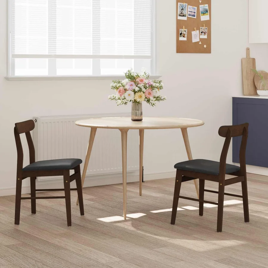 Chaise de salle à manger 2 pcs Marron foncé et Noir - 3