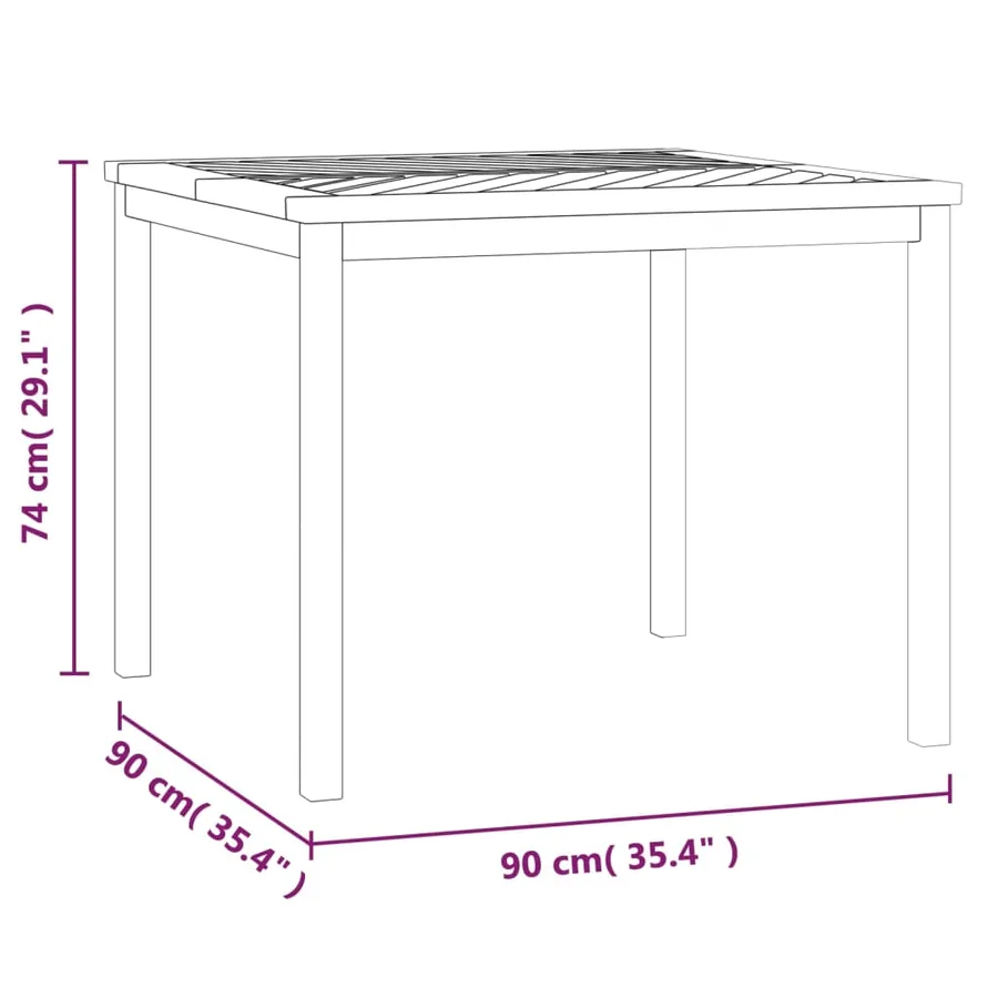 Table à manger de jardin 90x90x74 cm bois d'acacia solide - 7