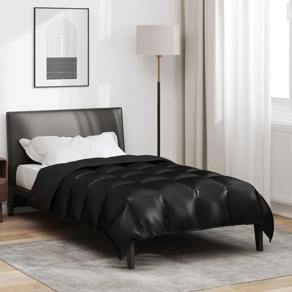Duvet d'hiver Noir 135 x 220 cm Satin et Microfibre