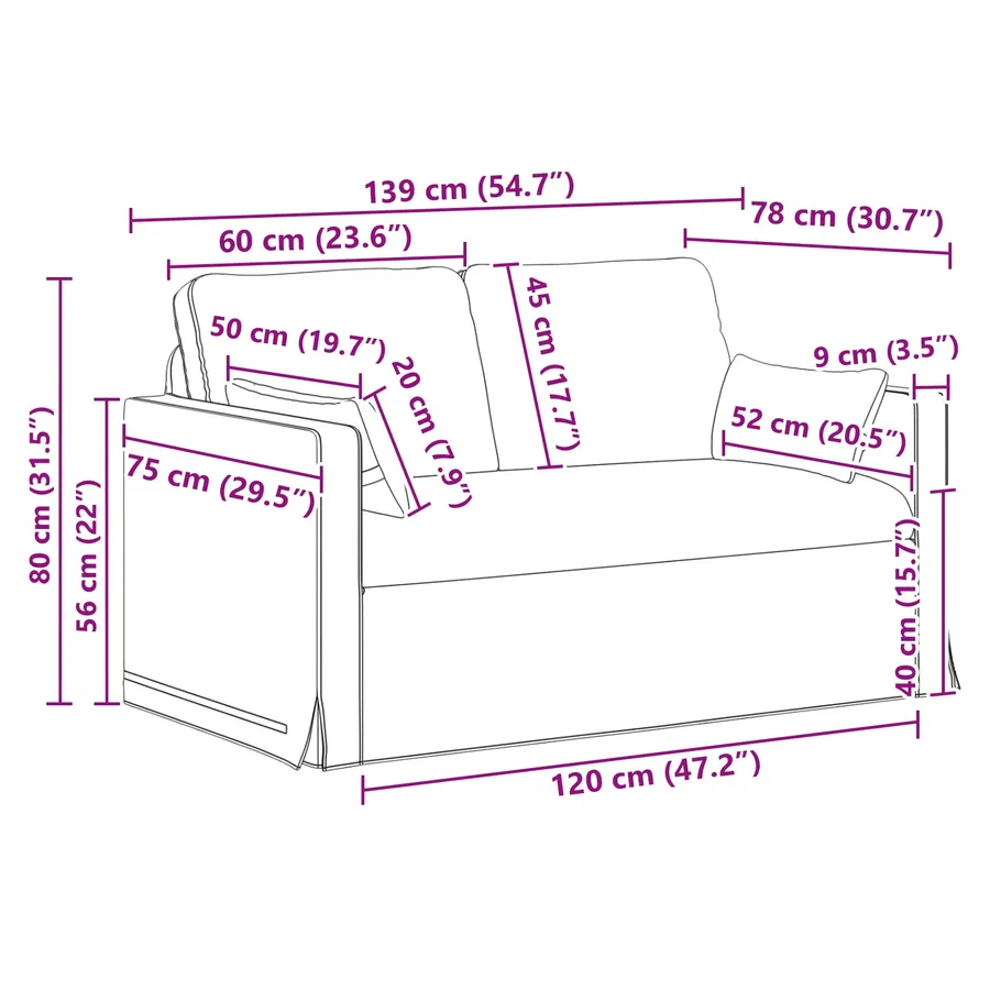 Ensemble de Canapés 2 pcs Taupe 139 x 78 x 80 cm tissu - 8