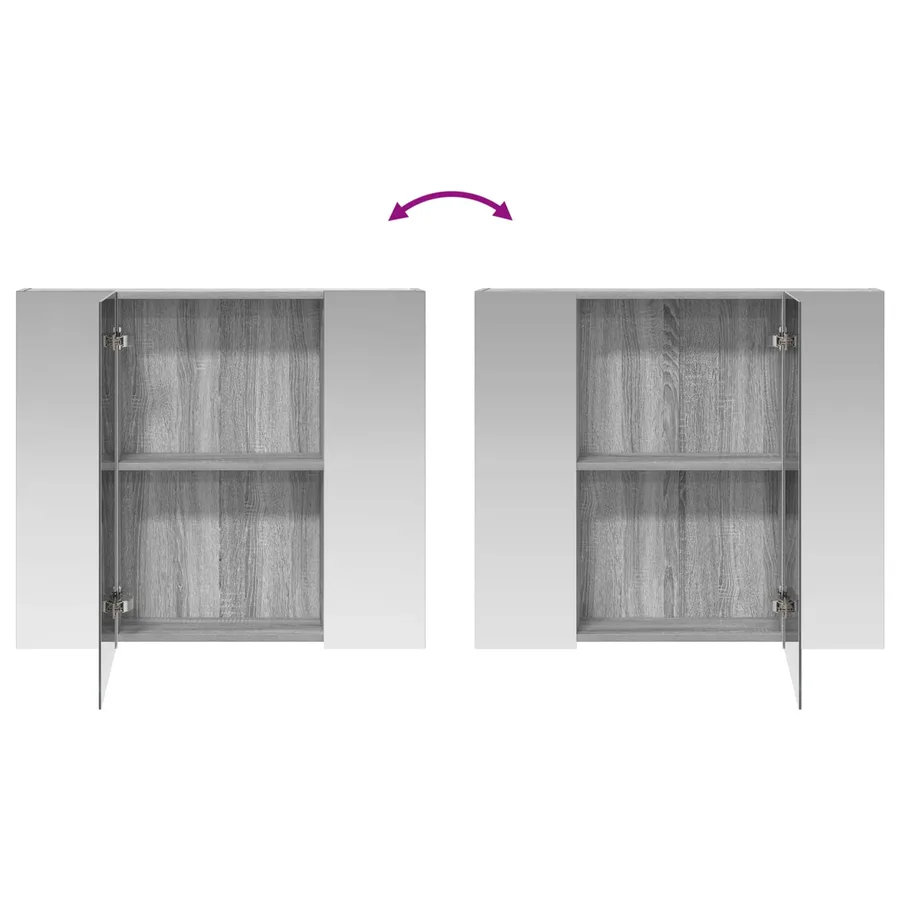 Armoire Miroir de Salle de Bain Gris Sonoma 80 x 14.5 x 70 cm - 8