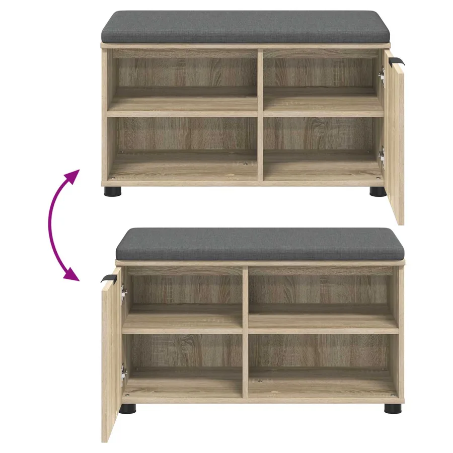 Banc d'entrée avec coussin Chêne Sonoma 80 x 38 x 46 cm - 8