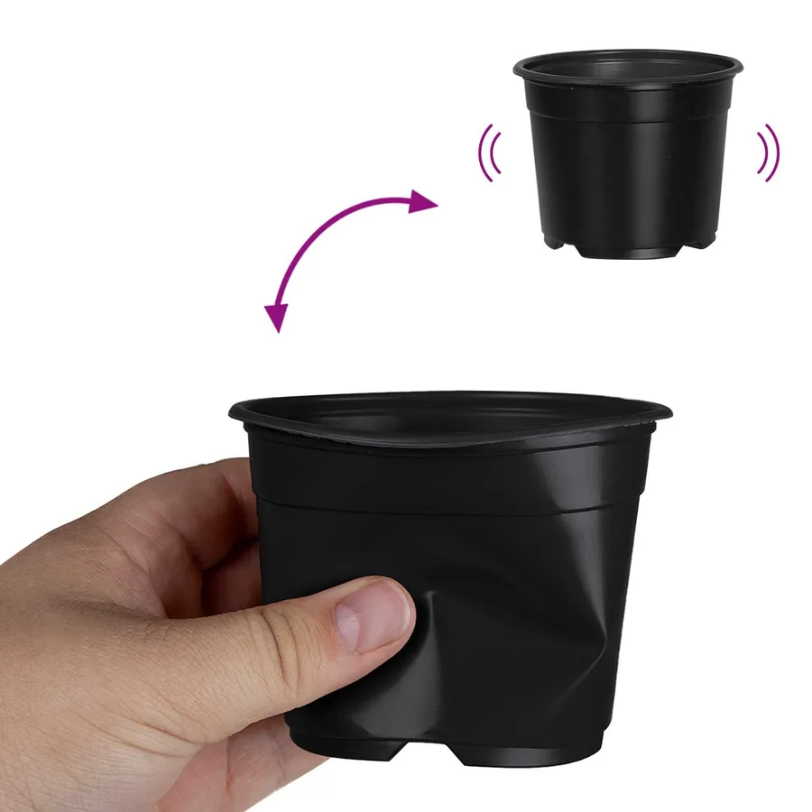 Pot à fleurs rond 100 pcs Noir Ø 10 x 8 cm Plastique - 9