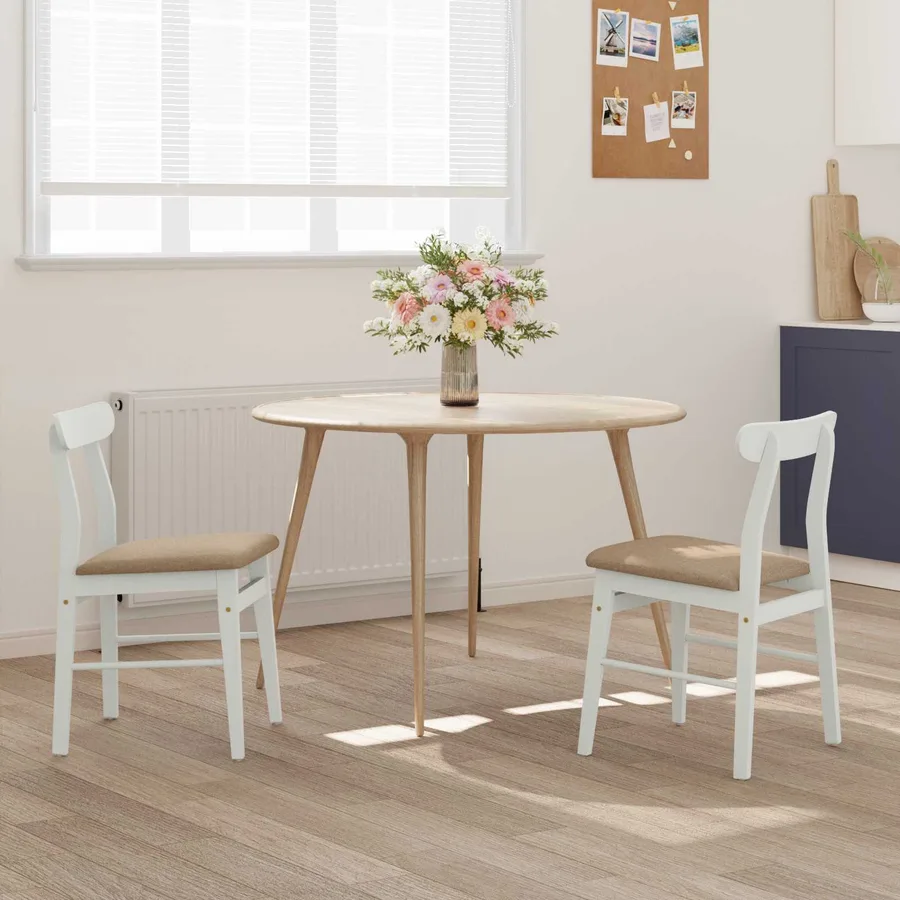Chaise de salle à manger 2 pcs Blanc et marron - 3