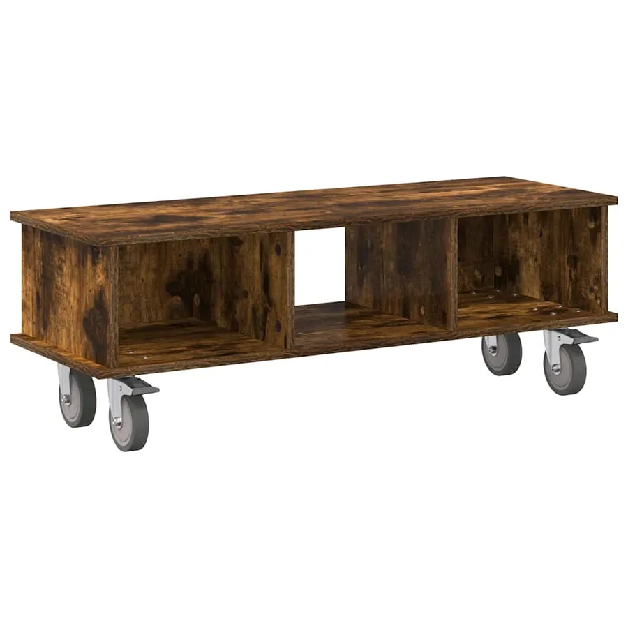 Meuble TV Chêne fumé 100 x 35 x 35 cm Bois d'ingénierie - 2
