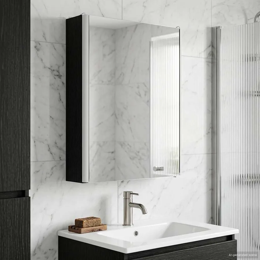 Armoire Miroir de Salle de Bain Chêne noir 43 x 11,5 x 60,5 cm
