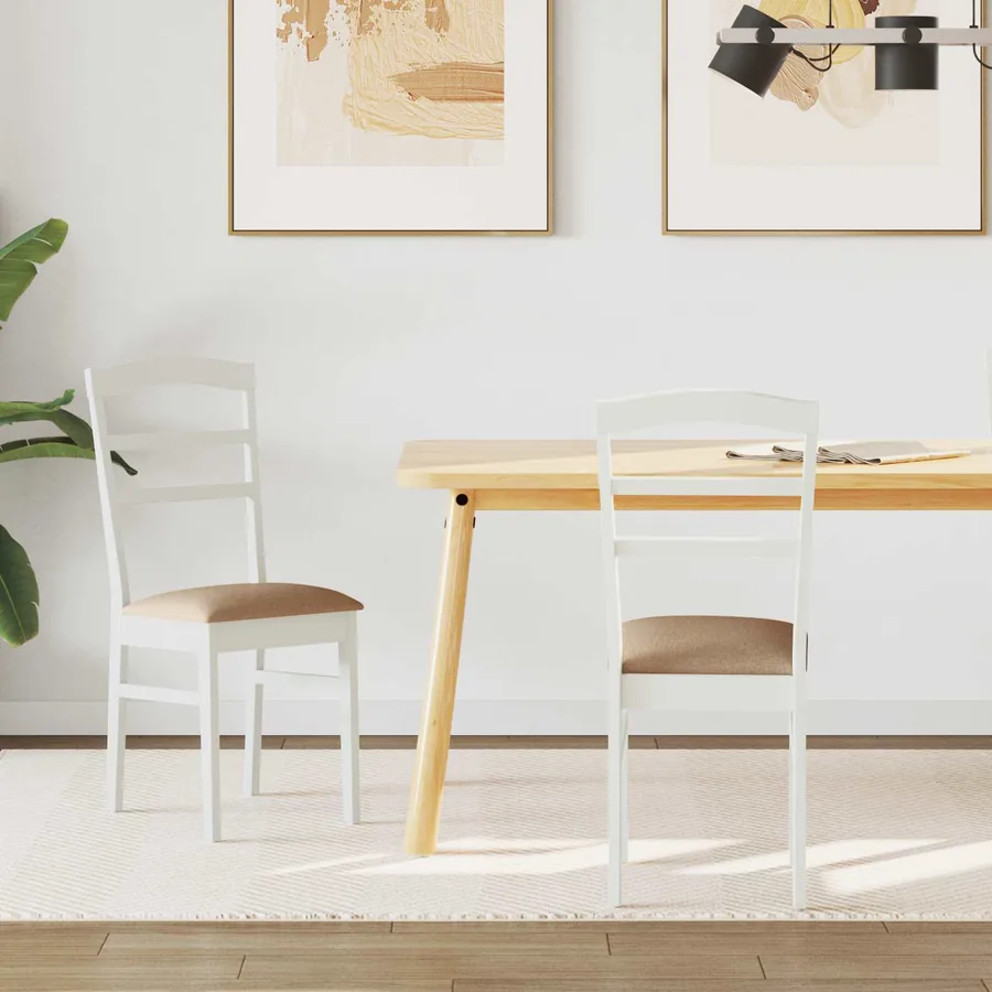 Chaise de salle à manger 2 pcs Blanc et marron