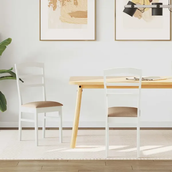 Chaise de salle à manger 2 pcs Blanc et marron