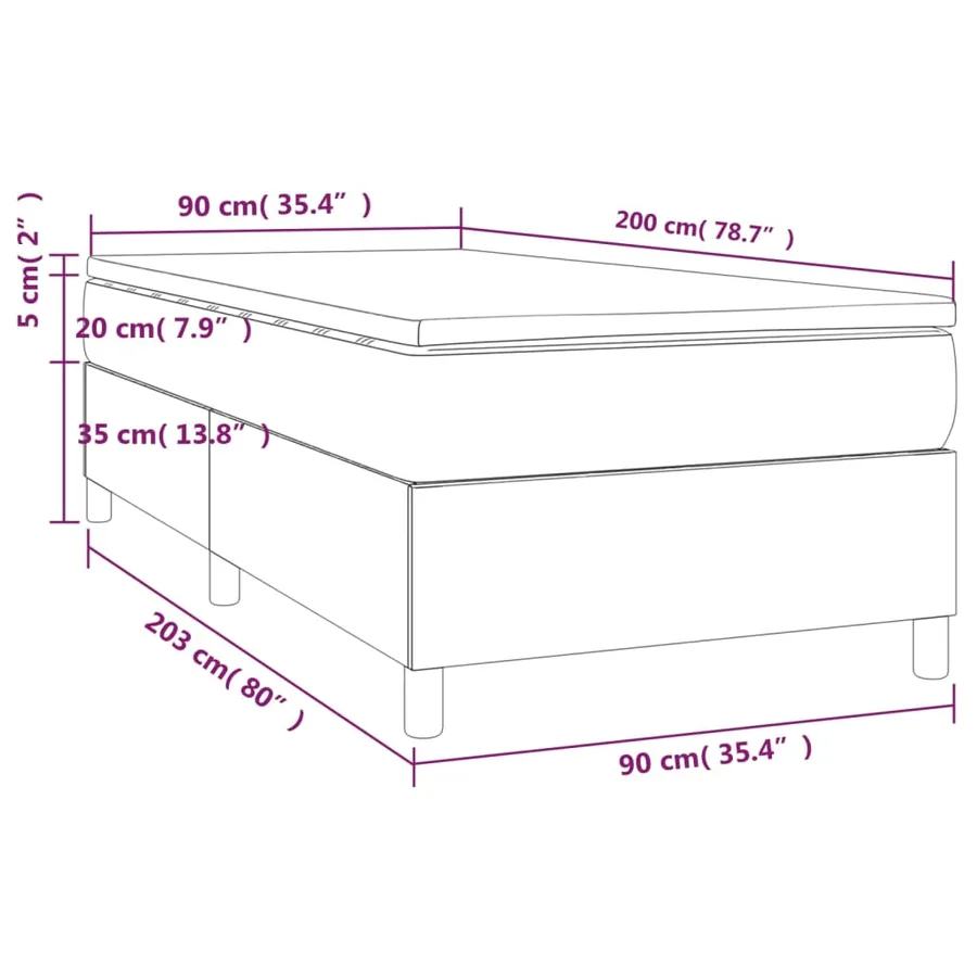 Sommier à lattes de lit avec matelas Noir 90x200 cm Velours - 10