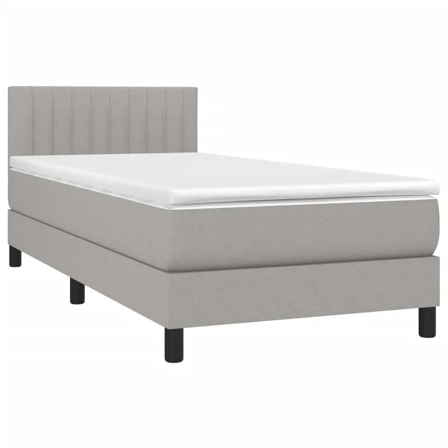 Sommier à lattes de lit avec matelas Gris clair 90x200 cm Tissu - 3
