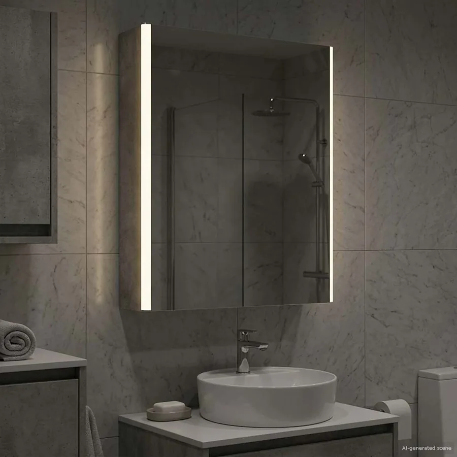 Armoire Miroir de Salle de Bain Gris béton 43 x 11,5 x 60,5 cm