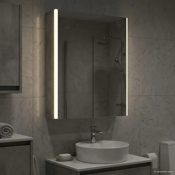 Armoire Miroir de Salle de Bain Gris béton 43 x 11,5 x 60,5 cm