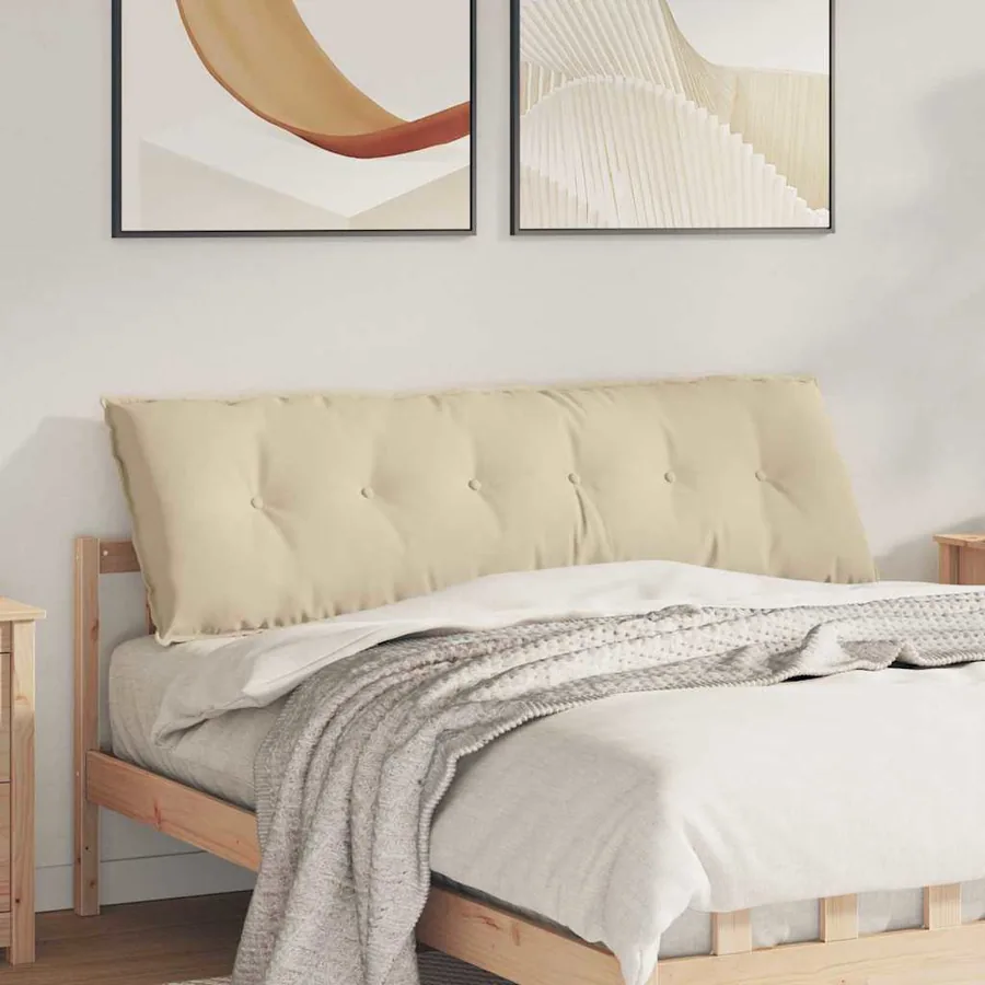 Coussin de Dos Crème 160 x 50 cm Tissu en microfibre