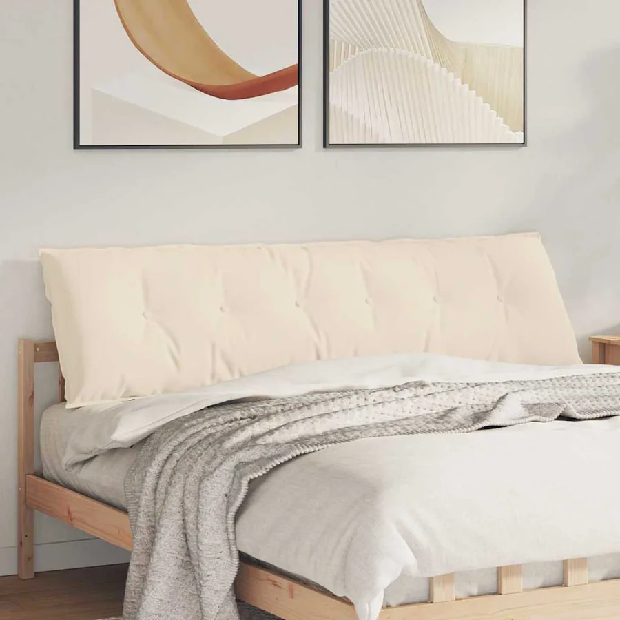 Coussin de Dos Beige 180 x 50 cm Tissu en microfibre