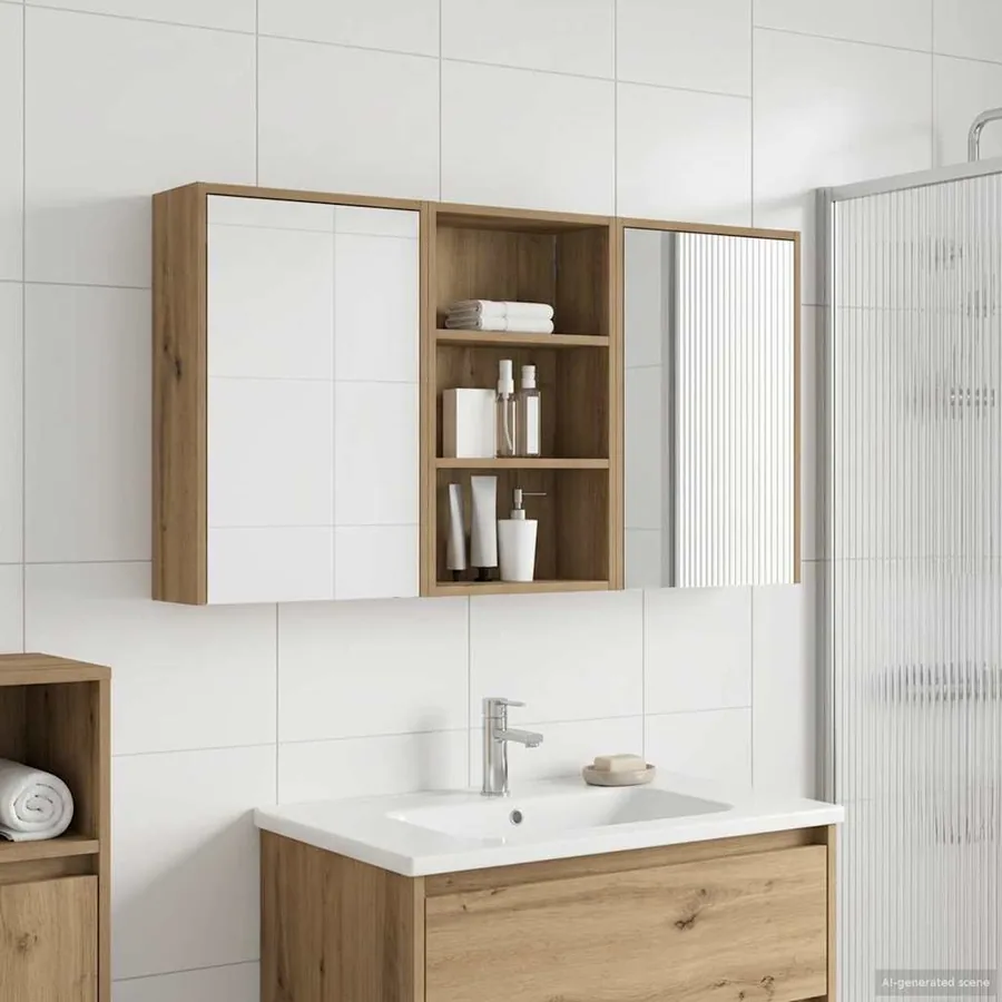 Ensemble de Meubles de Salle de Bain 3 pc 126 x 16 x 62.5 cm