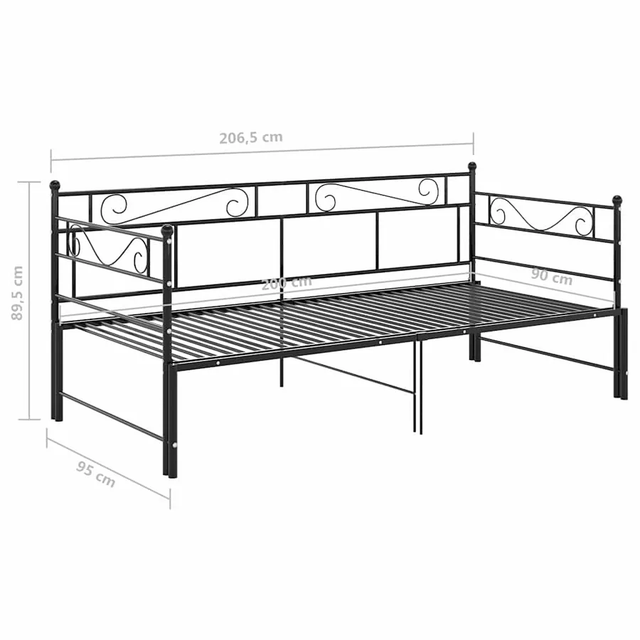 Cadre de canapé-lit extensible sans matelas Noir Métal 90x200cm - 12
