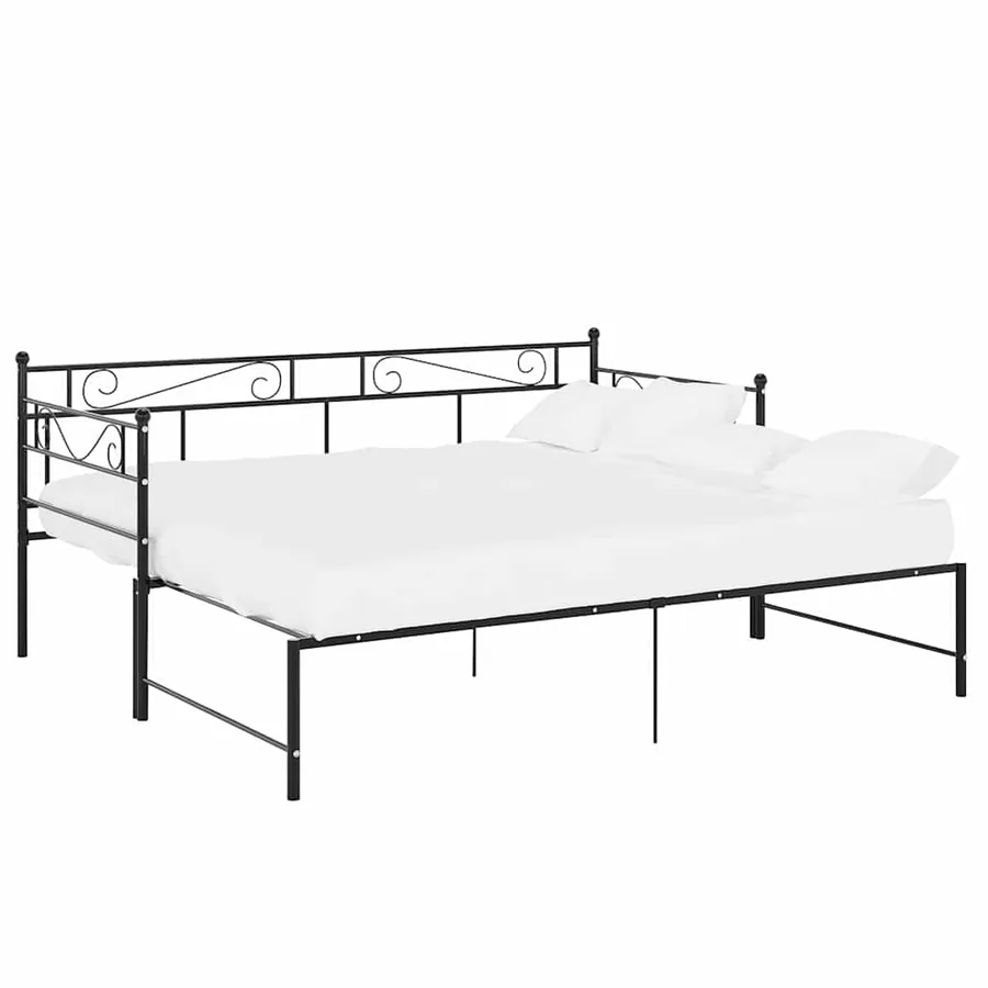 Cadre de canapé-lit extensible sans matelas Noir Métal 90x200cm - 4
