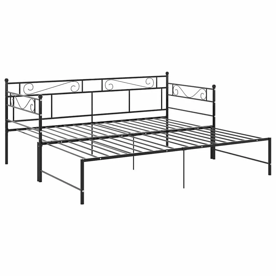Cadre de canapé-lit extensible sans matelas Noir Métal 90x200cm - 5
