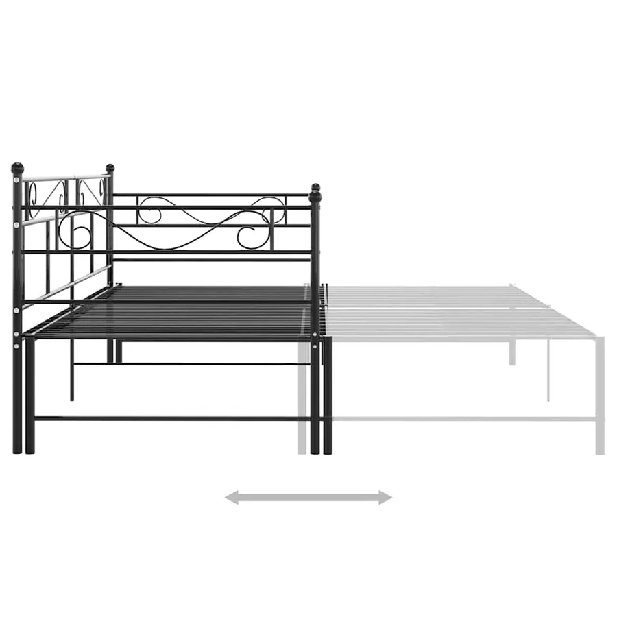 Cadre de canapé-lit extensible sans matelas Noir Métal 90x200cm - 6