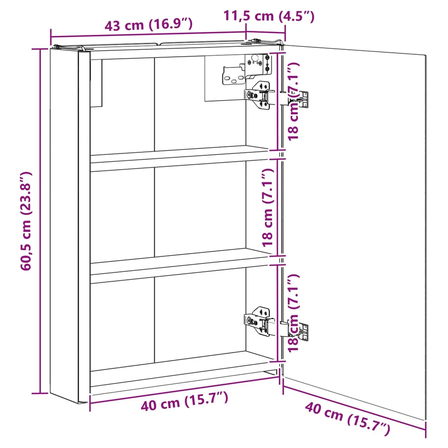 Armoire Miroir de Salle de Bain Chêne artisan - 13